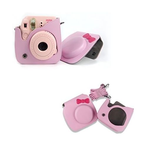  CLOVER 7 in 1 Accessory Bundles Set for Fujifilm Instax Mini 8 Instant Camera (Pink Bow Case Bag/Album/Colorful Filter/Close-Up Lens/Wall Hanging Frame/Photo Frame/Sticker Borders)