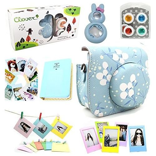  CLOVER 7 in 1 Accessory Bundles Set for Fujifilm Instax Mini 8 Instant Camera (Flower Case Bag/Album/Colorful Filter/Rabbit Close-Up Lens/Wall Hanging Frame/Photo Frame/Sticker Bor