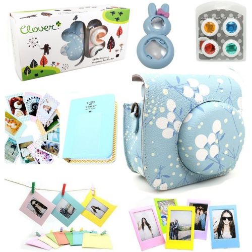  CLOVER 7 in 1 Accessory Bundles Set for Fujifilm Instax Mini 8 Instant Camera (Flower Case Bag/Album/Colorful Filter/Rabbit Close-Up Lens/Wall Hanging Frame/Photo Frame/Sticker Bor