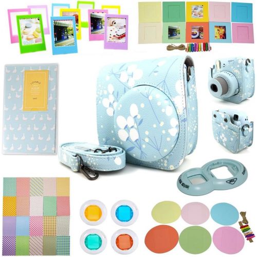  CLOVER 8 in 1 Accessory Bundles Set for Fujifilm Instax Mini 8 Instant Camera (Flower Case Bag/Album/Close-Up Lens/Wall Hanging Frame/Photo Frame/Sticker Borders)