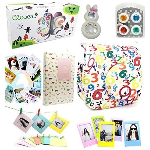  CLOVER 7 in 1 Accessory Bundles Set for Fujifilm Instax Mini 8 Instant Camera (Numbers Case Bag/Album/Colorful Filter/Rabbit Close-Up Lens/Wall Hanging Frame/Photo Frame/Sticker Bo