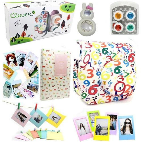  CLOVER 7 in 1 Accessory Bundles Set for Fujifilm Instax Mini 8 Instant Camera (Numbers Case Bag/Album/Colorful Filter/Rabbit Close-Up Lens/Wall Hanging Frame/Photo Frame/Sticker Bo