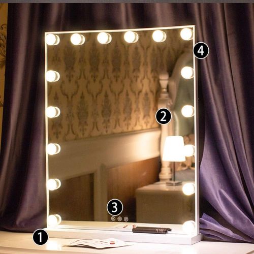  CLQ Hollywood Lighted Vanity Makeup Mirror with Bright LED Lights, Light-up Frameless Dressing Table Cosmetic Mirror with 16 Dimmable Bulbs, Multiple Color Modes, Table-Top Or Wall Mou