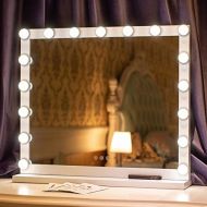 CLQ Makeup Mirrors Wall-Mounted Mirrors Mirror 24.4/20.4 inch Hollywood Light Up Vanity Makeup Mirror Silver with LED Lights for Makeup Dressing Table Professional Illuminated Cosmetic