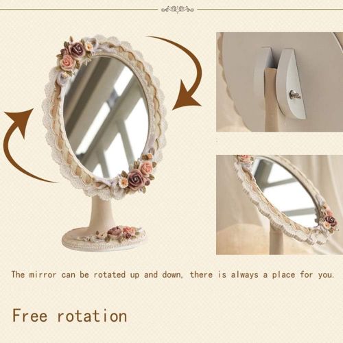  CLQ Makeup Mirrors Wall-Mounted Mirrors Mirror Sided Ornate Freestanding Table Top Mirror Dressing Table Mirror Vintage Vanity Mirror Bedroom Bathroom Mirror Shabby Chic ABS Bathroom M