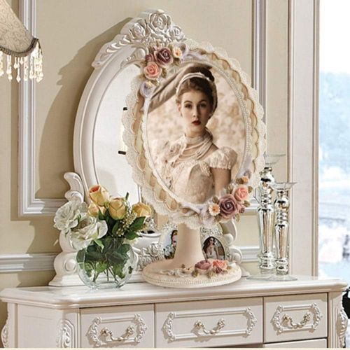  CLQ Makeup Mirrors Wall-Mounted Mirrors Mirror Sided Ornate Freestanding Table Top Mirror Dressing Table Mirror Vintage Vanity Mirror Bedroom Bathroom Mirror Shabby Chic ABS Bathroom M