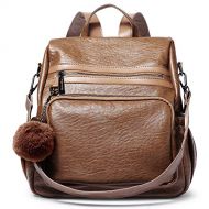 [아마존핫딜]CLUCI Damen Rucksack Mode Elegant Leder Schultertasche Anti Diebstahl Tasche Leichter Reiserucksack fuer Frauen 2 in 1 Braun