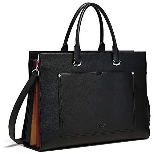  [아마존베스트]CLUCI Briefcase for Women Leather Slim 15.6 Inch Laptop Business Shoulder Bag Black