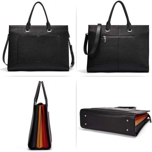  [아마존베스트]CLUCI Briefcase for Women Leather Slim 15.6 Inch Laptop Business Shoulder Bag Black