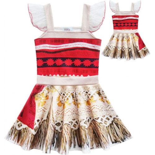 CLanItris Girls Princess Dress Little Girls Lace Sleeveless Costume for Moana Outfit