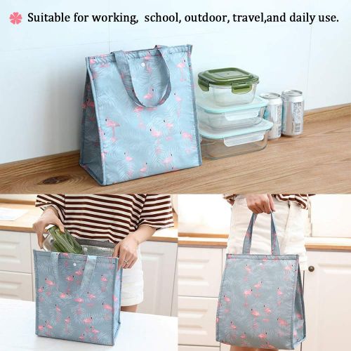  CLian Lunch Bags for Women Insulated Lunch Tote Bag Cute Lunch Box Lunchbox Large Reusable Lunch Bag Lunch Organizer Lunch Holder for Women Adult Girls Kids Men (Blue Flamingo)