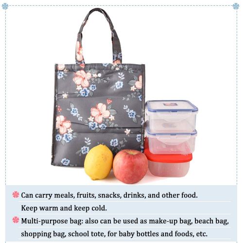  CLian Lunch Bags for Women Insulated Lunch Tote Bag Cute Lunch Box Lunchbox Large Reusable Lunch Bag Lunch Organizer Lunch Holder for Women Adult Girls Kids Men (Blue Flamingo)