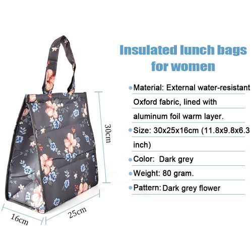  CLian Lunch Bags for Women Insulated Lunch Tote Bag Cute Lunch Box Lunchbox Large Reusable Lunch Bag Lunch Organizer Lunch Holder for Women Adult Girls Kids Men (Blue Flamingo)