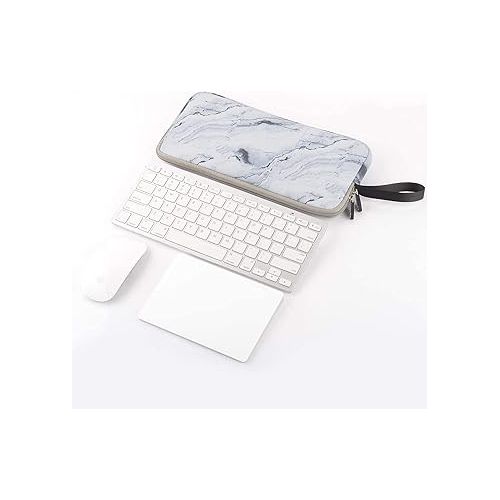  CM Neoprene Carrying Keyboard Sleeve Case Bag Protection Pouch Compatible with Magic Keyboard 1 & 2, Wireless Keyboard, Magic Mouse, Magic Trackpad and Wireless Trackpad (White Marble Pattern) …