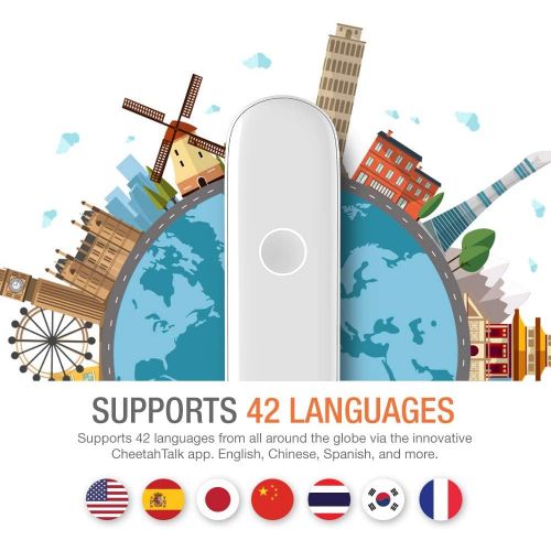  [아마존 핫딜] [아마존핫딜]CM Smart Instant Language Translator Device (White) Portable Foreign Language Translator Real-Time 2-Way Translations [Support Up to 42 Languages/Voice Operated] Compatible iPhone