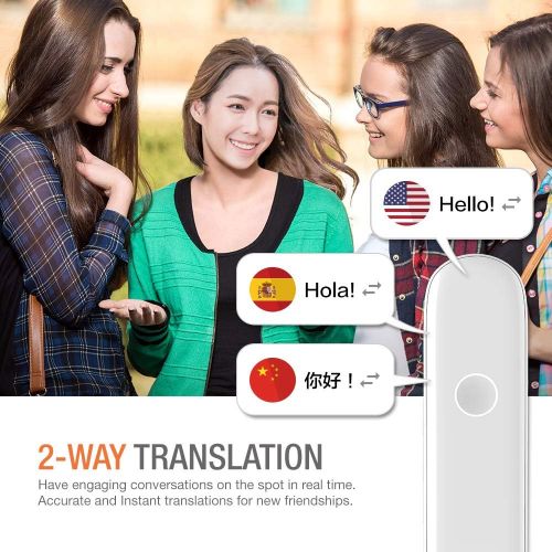  [아마존 핫딜] [아마존핫딜]CM Smart Instant Language Translator Device (White) Portable Foreign Language Translator Real-Time 2-Way Translations [Support Up to 42 Languages/Voice Operated] Compatible iPhone
