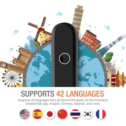  [아마존베스트]Cheetah CM Smart Instant Language Translator Device (UV Black) Portable Foreign Language Real-Time 2-Way Translations [Support 42 Languages/Voice Operated]