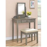 CM Grey Wood Vanity Set with Tilted Mirror and Bench