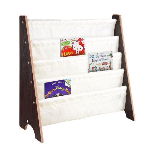  CMA Stockroom Kids Wood 5-Pocket Sling Bookshelf Book Display Rack Color Walnut