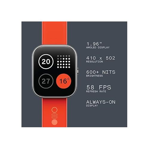  Watch Pro Smartwatch,1.96'' AMOLED Display, IP68 Water Resistant Multi-System GPS Fitness Tracker with Health Monitoring, 13Day Battery Life(Ash Grey)