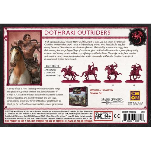  A Song of Ice and Fire Tabletop Miniatures Dothraki Outriders Unit Box Strategy Game for Teens and Adults Ages 14+ 2+ Players Average Playtime 45-60 Minutes Made by CMON