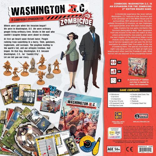  CMON Zombicide 2nd Edition: Washington Z.C. Expansion Zombie Game Cooperative Miniatures Board Game Horror Adventure Game Ages 14+ for 1 to 6 Players Average Playtime 60 Minutes Made by