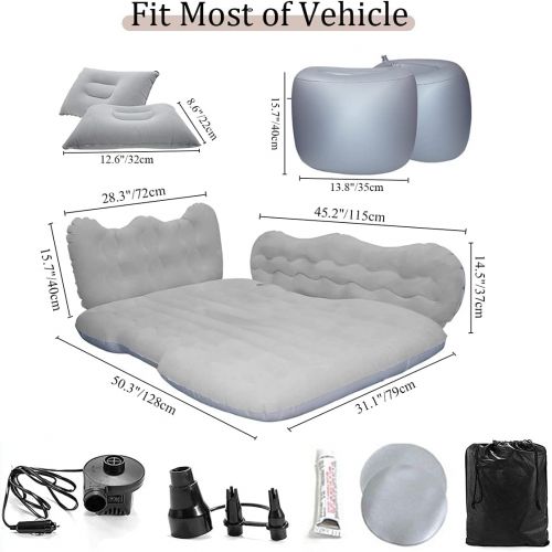  CNAMOY Car Air Mattress, Inflatable Bed for Car - Universal Car Mattress for Back Seat with Air Pump, Flocking & PVC Surface Car Bed with Upgrade Side File for SUV/Sedan/Minivan/Tr