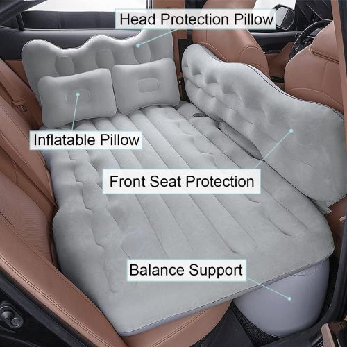  CNAMOY Car Air Mattress, Inflatable Bed for Car - Universal Car Mattress for Back Seat with Air Pump, Flocking & PVC Surface Car Bed with Upgrade Side File for SUV/Sedan/Minivan/Tr