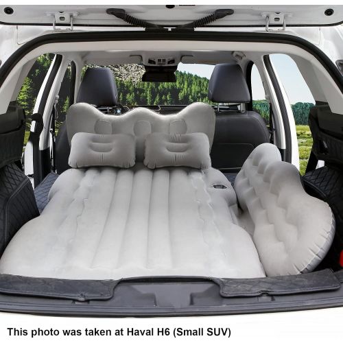  CNAMOY Car Air Mattress, Inflatable Bed for Car - Universal Car Mattress for Back Seat with Air Pump, Flocking & PVC Surface Car Bed with Upgrade Side File for SUV/Sedan/Minivan/Tr