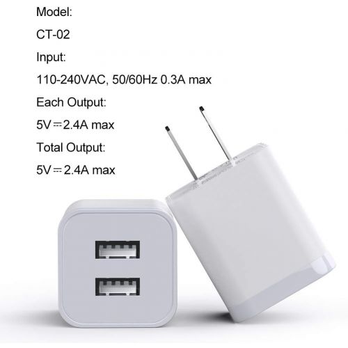  [아마존베스트]CNANKCU iPhone Charger Double USB MFi Certified Cable (6/6FT) with 2 Port Wall Charger Adapters (4-Pack) Fast Charging Block Power Plug Compatible with iPhone 11/Pro/Xs Max/X/8 and