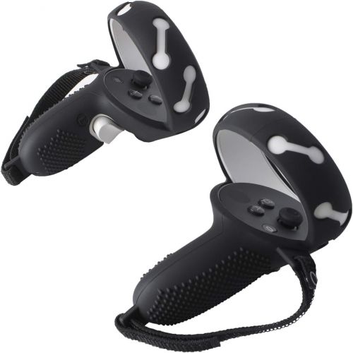  [아마존베스트]CNBEYOUNG Touch Controller Grip Cover for Oculus Quest 2， Anti-Throw Handle Protective Sleeve Oculus Quest 2 Accessories with Adjustable Wrist Knuckle Strap(Normal-Black)