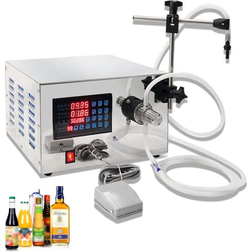  CNCEST Electric Liquid Filling Machine, 110V Single Head Digital Control Semi-automatic Bottle Filler Machine for Water Beverages Cosmetic Filling