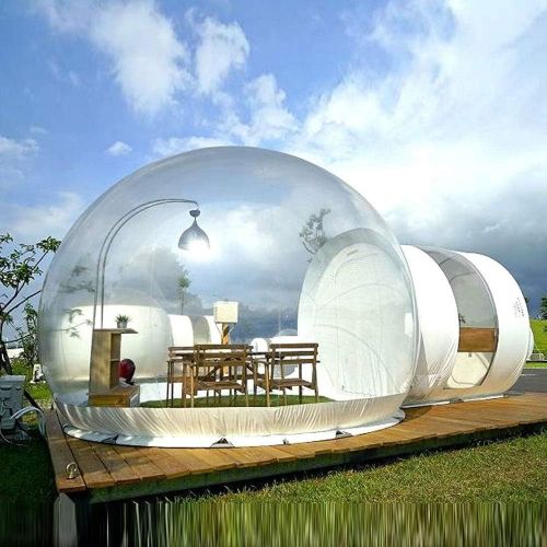  CNCEST Inflatable Bubble House, Waterproof Luxurious Transparent Outdoor Dome Single Tunnel Inflatable Bubble Tent with Blower for Camping, Music Festival, Stargazing