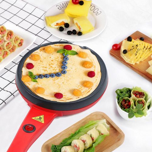  CNCEST 8inch 600W Electric Crepe Maker Baking Pancake Pan Non Stick One-button Griddle ? Crepe Maker, Tray? Crepe Pan for Roti, Tortilla, Blintzes