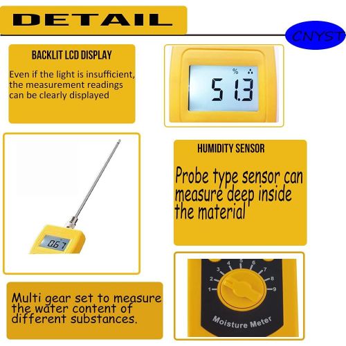  [아마존베스트]CNYST Sand Moisture Tester Meter High Frequency Silt River Sand Moisture Content Measuring DM300L with LCD Display