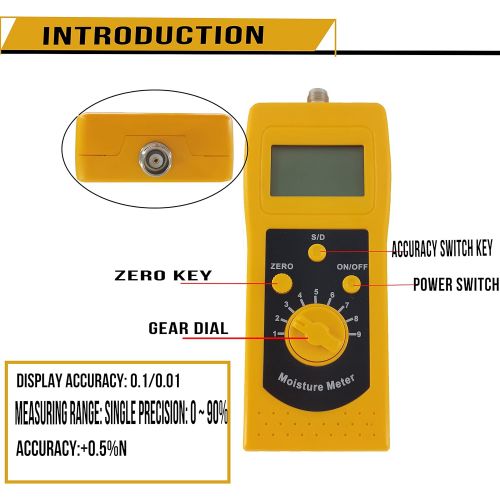  [아마존베스트]CNYST Sand Moisture Tester Meter High Frequency Silt River Sand Moisture Content Measuring DM300L with LCD Display