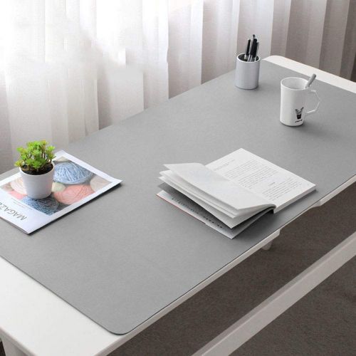  CNZXCO Extended Laptop computer keyboard mouse pad Mat, Leather PU Gaming writing mat For office home, Waterproof, Ultra thin 1.2 mm-gray 130x65cm(51x26inch)