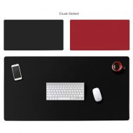 CNZXCO Desk pad protector, PU Leather Laptop desk mat, Double sided Mouse pad, Waterproof Non-slip Gaming writing pad For office Home-Black + wine red 120x60cm(47x24inch)