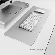 CNZXCO Metal PU Extended Laptop keyboard mouse pad Thicken Dual use Desk Writing mat for Office Home Waterproof-Silvery 60x30cm(24x12inch)