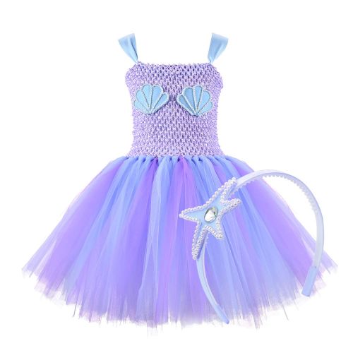  CO-AVE Mermaid Girls Tutu Dress with Headhand Costume Mermaid Dress Up for Party,Wedding,Cosplay,2T/4T/6T/8T