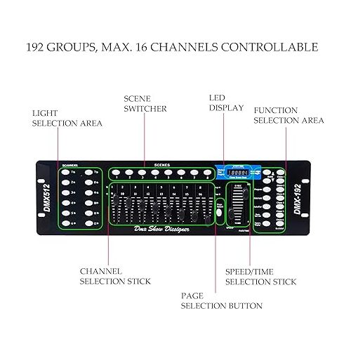  CO-Z 192 DMX 512 Stage DJ Light Controller Lighting Mixer Board Console for Light Shows, Party Disco Pub Night Club DJs KTV Bars and Moving Heads