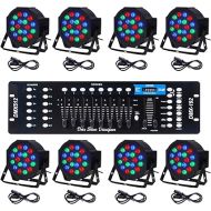 CO-Z LED Stage Lights DMX, 8 pcs 18x3W RGB Par Can Lights Package with Remote Controller Sound Activated Stage Effect Lighting for Party DJ Dance Church Wedding Home Uplighting