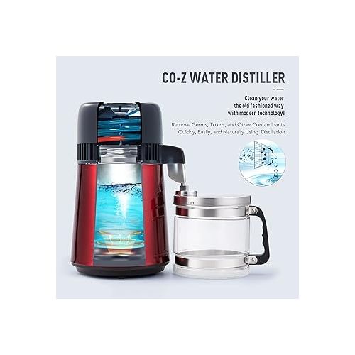  CO-Z Water Distiller, Stainless Steel Distilling Pure Water Machine for Home Countertop Table Desktop, 4L Distilled Water Making Machine, 4 Liter Water Purifier to Make Clean Water for Home