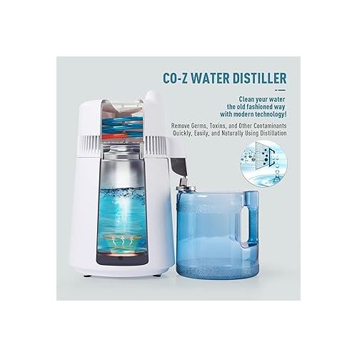  CO-Z 6L Water Distiller, Larger 1.6 Gal Countertop Home Distillers, Distilling Pure Water Machine for Home Table Desktop, Distilled Water Making Machine, Water Purifier to Make Clean Water for Home