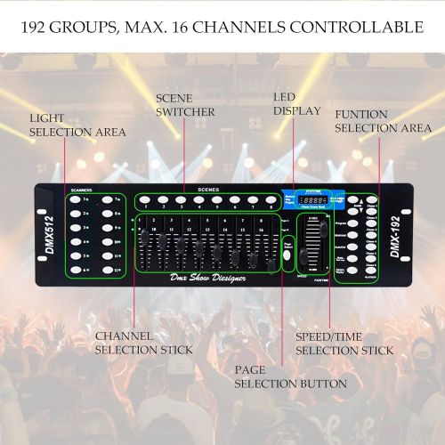  CO-Z 192 DMX 512 Stage DJ Light Controller Lighting Party Pub Night Club DJ KTV Moving Heads