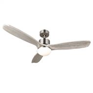 CO-Z 52” Ceiling Fan Light Brushed Nickel Finish with 3 Weathered White Walnut Blades, 15W LED and Remote Control Included, UL Certificate