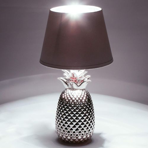  CO-Z Modern Table Lamp with Ceramic Pineapple Base in Brushed Nickel Finish, 16’’ Accent Lamp Bedside Lamp with White Fabric Shade, Decorative Desk Lamp for Living Room, Bedroom, U