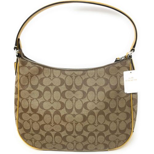  COACH F29209 ZIP SHOULDER BAG IN SIGNATURE CANVAS KHAKI FLAX