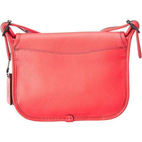  Coach Womens Leather 18 Saddle Bag, Dark Antique Nickel, Deep Coral, OS