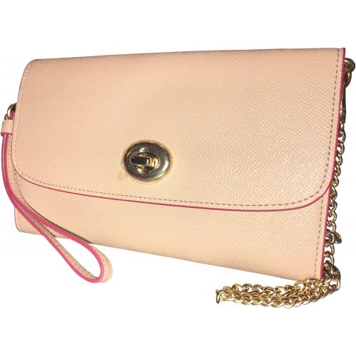  Coach Womens Crossgrain Leather Charm Chain Crossbody Bag